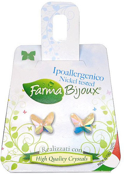 Farma Bijoux Σκουλαρίκια Πεταλούδα Διάφανο Κρύσταλλο 8mm