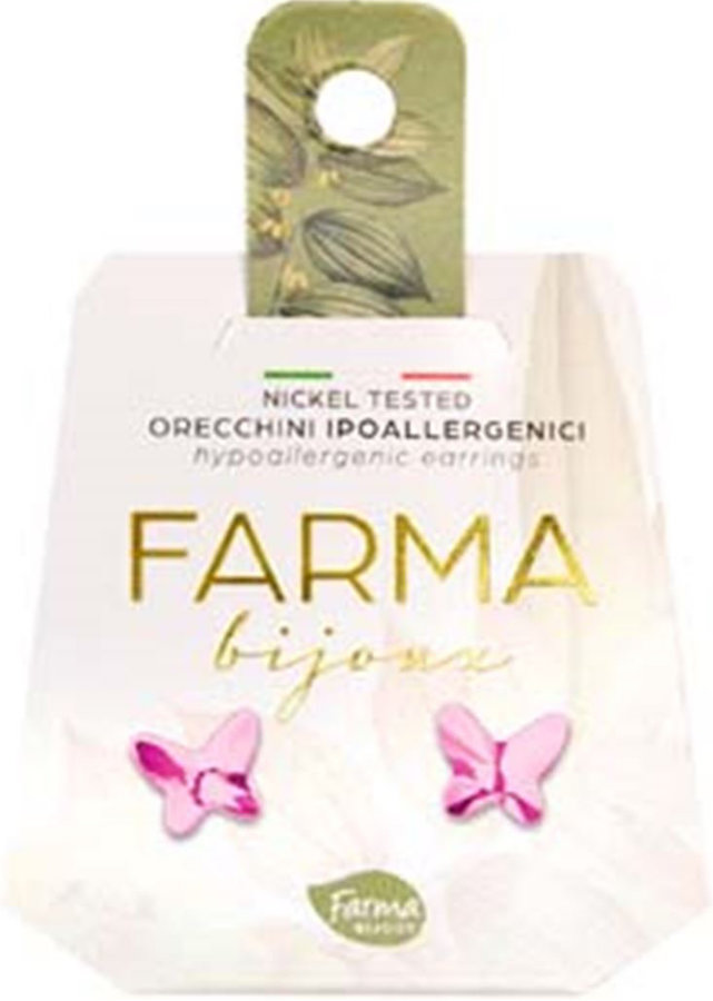 Farma Bijoux Σκουλαρίκια Κρύσταλλα Πεταλούδες Απαλό Ροζ  8mm