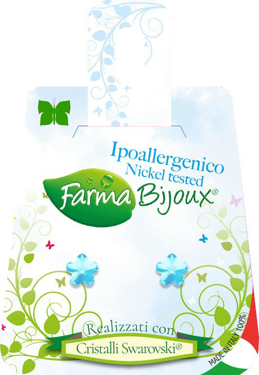 Farma Bijoux Σκουλαρίκια Λουλούδια Γαλάζια 6mm