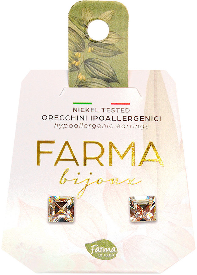 Farma Bijoux Υποαλλεργικά Σκουλαρίκια Κρύσταλλα Τετράγωνα 6m