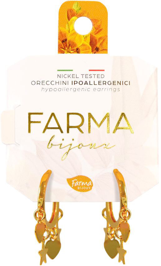 Farma Bijoux Σκουλαρίκια Κρεμαστά Επιχρυσωμένα Γούρια 17,0mm