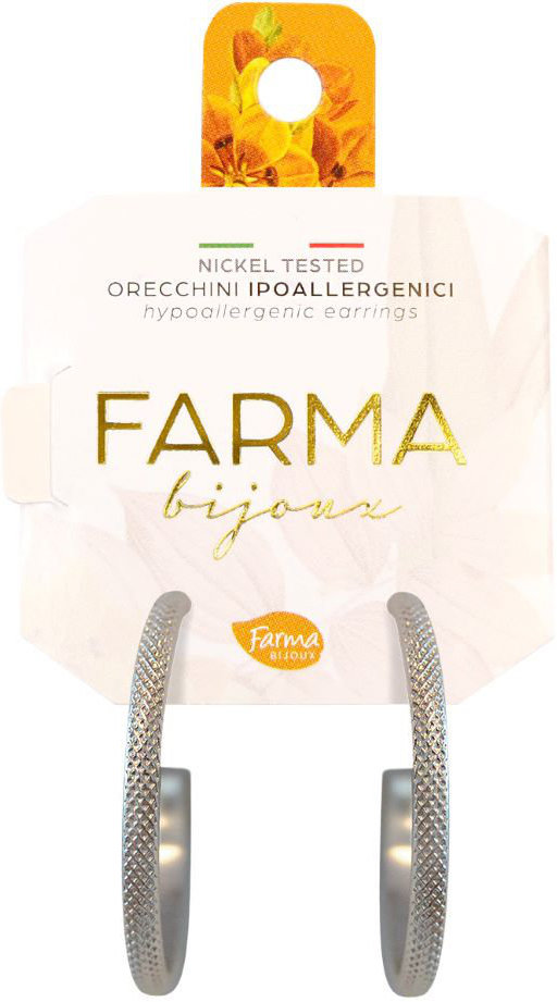 Farma Bijoux Σκουλαρίκια Κρίκοι Ασημί Ανάγλυφοι 40,0mm