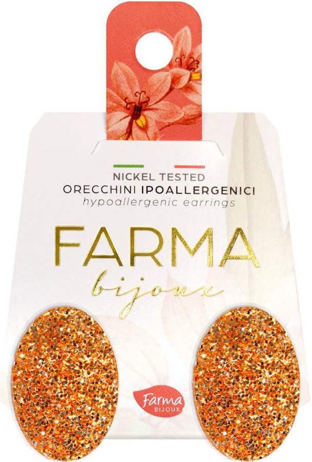 Farma Bijoux Σκουλαρίκια Οβάλ Χρυσά Κουμπιά 20mm (BEWE02)