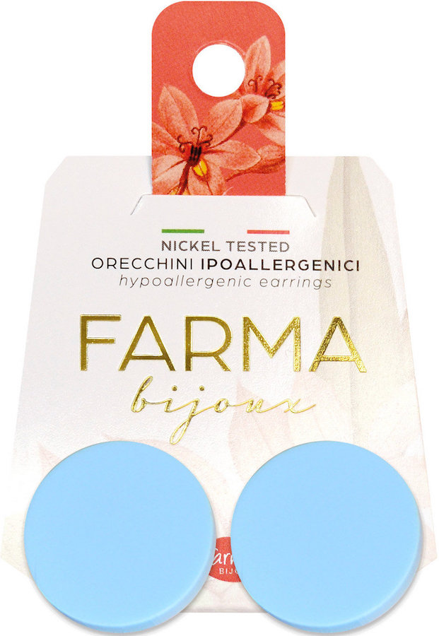 Farma Bijoux Σκουλαρίκια Στρογγυλά Κουμπιά Μπλε Παστέλ 22mm