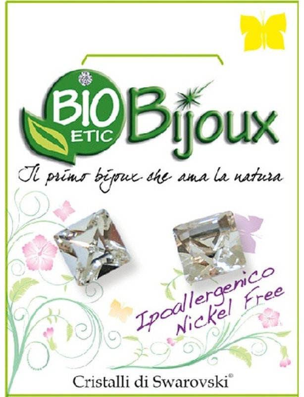 Farma Bijoux Υποαλλεργικά Σκουλαρίκια Τετράγωνο 10mm Διάφανο
