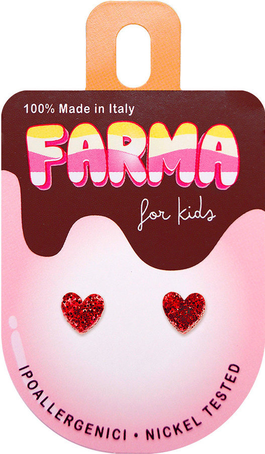Farma Bijoux Σκουλαρίκια for Kids Κόκκινες Καρδιές 7.5mm