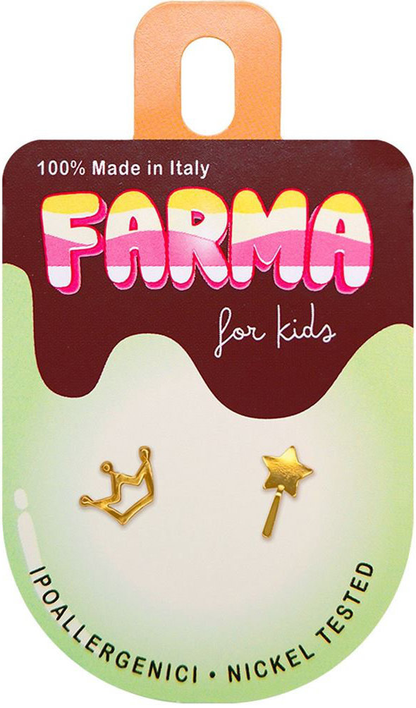 Farma Bijoux Σκουλαρίκια Μαγικό Ραβδί & Κορώνα Επιχρυσωμένα