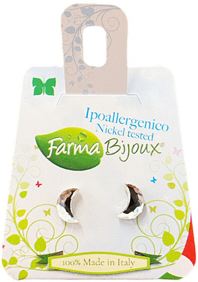 Farma Bijoux Σκουλαρίκια Κρυσταλλένιο Φεγγάρι 8x5mm