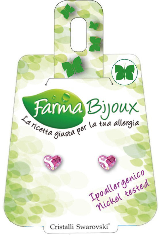 Farma Bijoux Υποαλλεργικά Σκουλαρίκια Καρδιά Φούξια 6mm