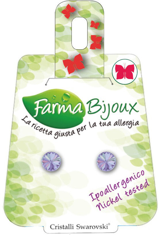 Farma Bijoux Υποαλλεργικά Σκουλαρίκια Κρύσταλλα Μωβ Ιριδίζον