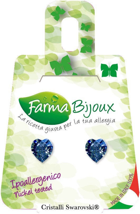 Farma Bijoux Υποαλλεργικά Σκουλαρίκια Καρδιά Κρύσταλλο Μπλε