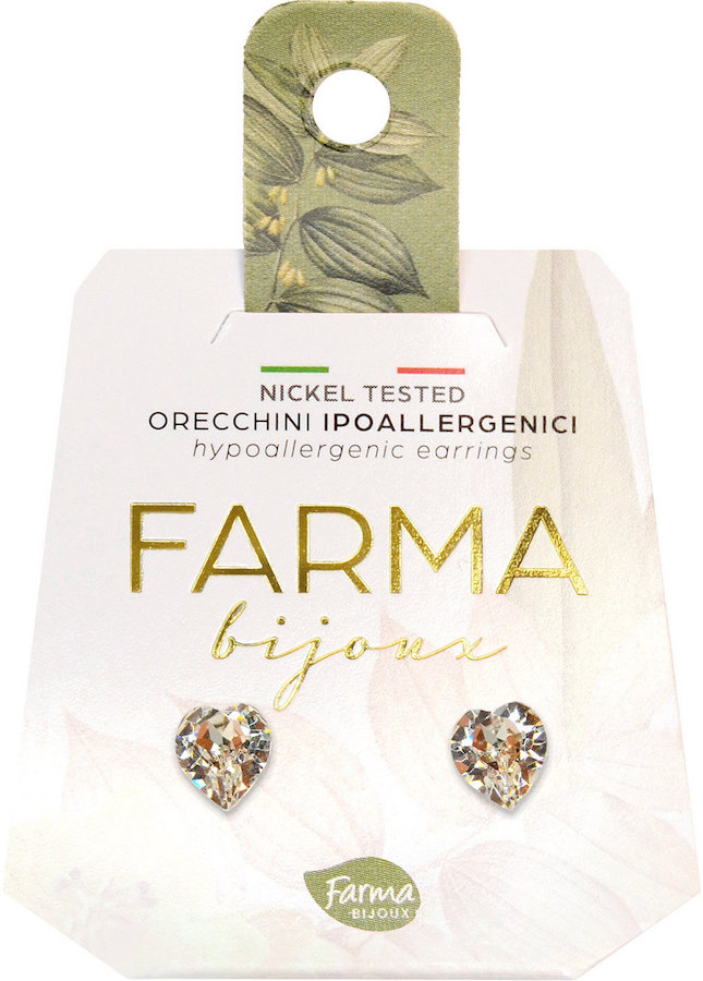 Farma Bijoux Υποαλλεργικά Σκουλαρίκια Κρύσταλλα Καρδιές 6mm
