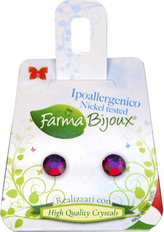 Farma Bijoux Σκουλαρίκια Κρύσταλλα Ιριδίζοντα Μωβ - Πράσινο