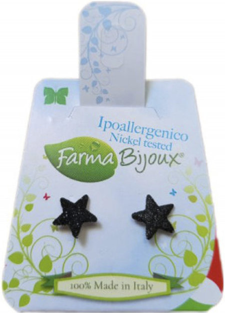 Farma Bijoux Υποαλλεργικά Σκουλαρίκια Μαύρα Αστέρια 10mm