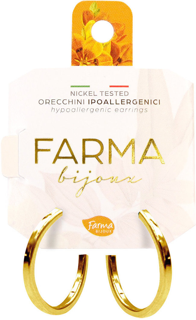 Farma Bijoux Σκουλαρίκια Κρίκοι Χρυσοί Τετραγωνισμένοι 20mm
