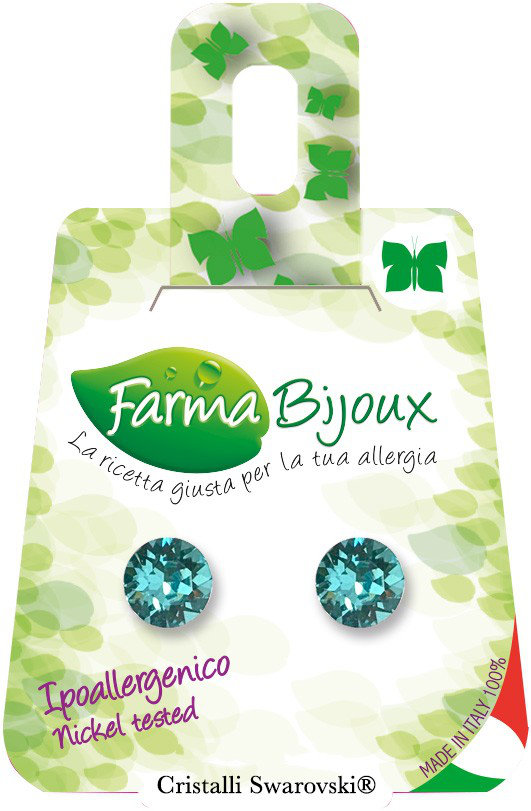 Farma Bijoux Σκουλαρίκια 7.15mm Turchese Κρύσταλλο Στρογγυλό