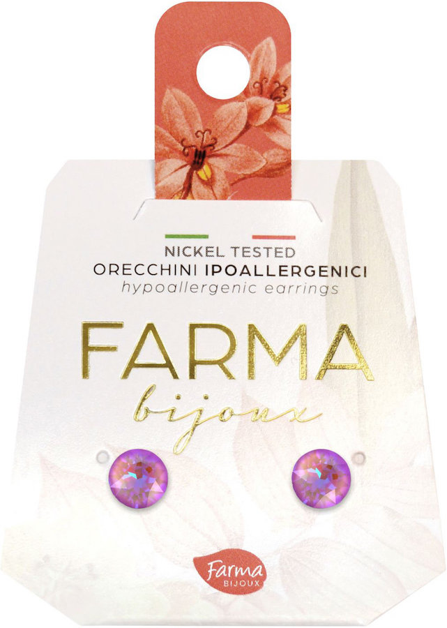 Farma Bijoux Σκουλαρίκια Κρύσταλλα Ροζ 6,2mm (BE65C112D)