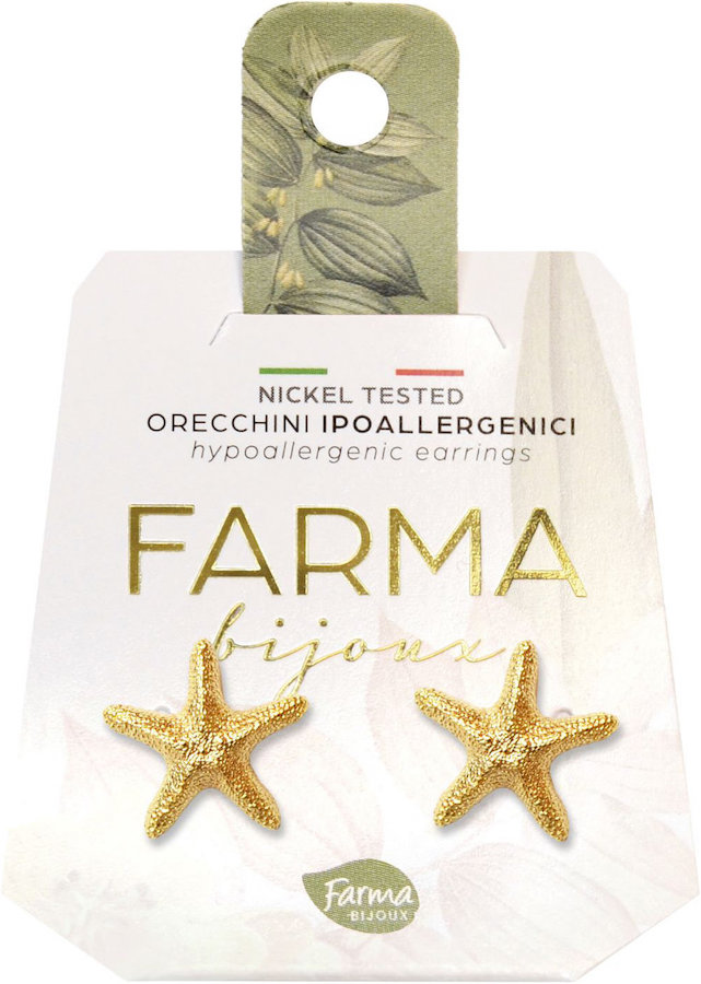 Farma Bijoux Σκουλαρίκια Χρυσοί Αστερίες 13mm (BE02SE)