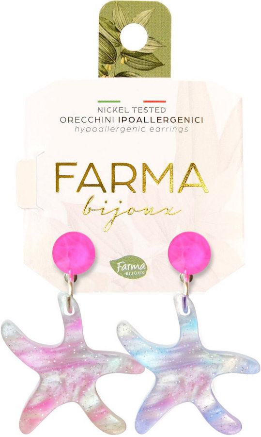 Farma Bijoux  Πολύχρωμοι Αστερίες Με Ροζ Κρύσταλλα 30mm