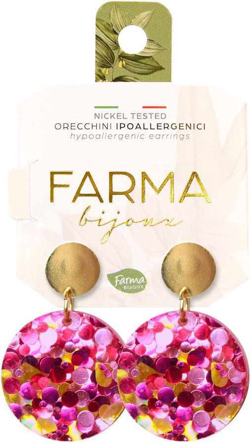 Farma Bijoux Σκουλαρίκια Πολύχρωμα Με Glitter 35mm (BE05SE)