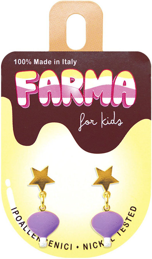 Farma Bijoux Kids Χρυσά Αστέρια Με Μωβ Αερόστατα 20mm