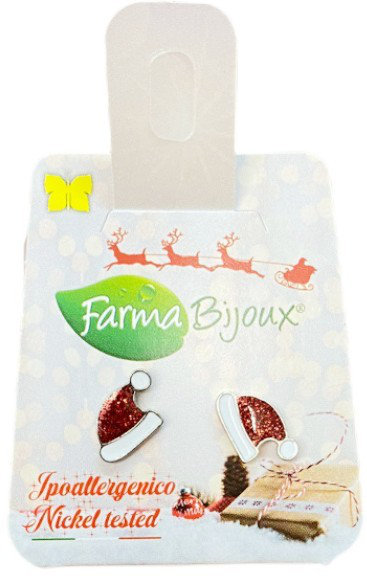 Farma Bijoux Σκουλαρίκια Σκουφάκι Αγ. Βασίλη με Glitter