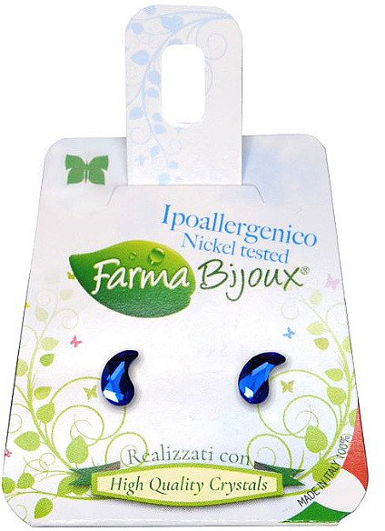 Farma Bijoux Υποαλλεργικά Σκουλαρίκια Μπλε Φύλλο 6mm