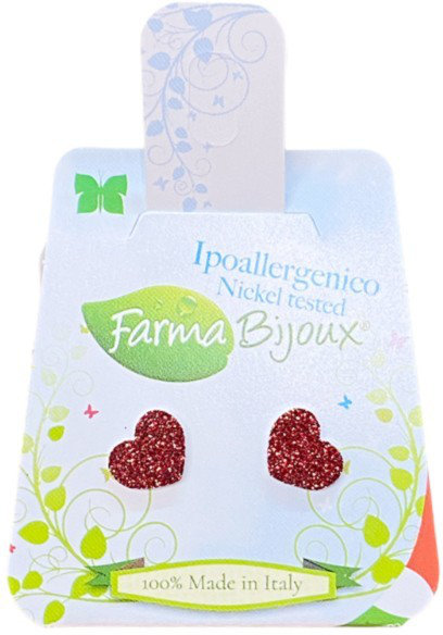 Farma Bijoux Υποαλλεργικά Σκουλαρίκια Κόκκινη Καρδιά Glitter