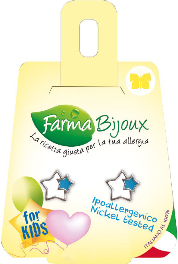 Farma Bijoux Υποαλλεργικά Σκουλαρίκια Αστεράκι Λευκό Μπλε