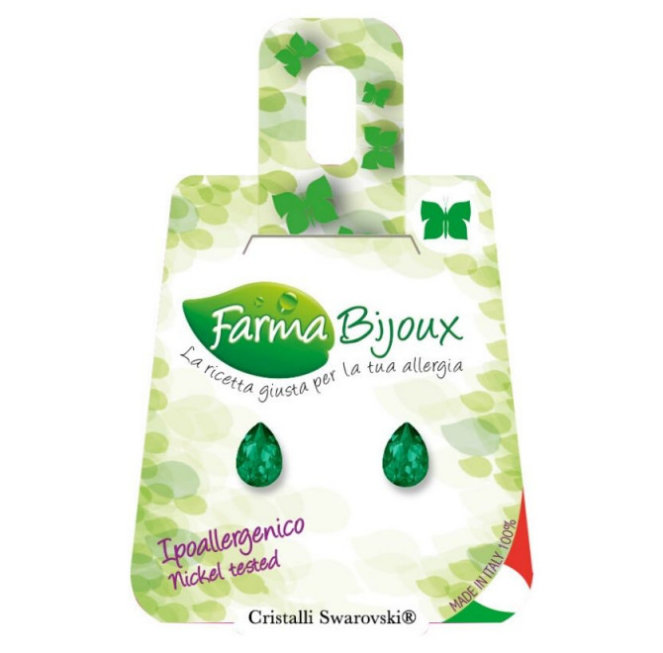 Farma Bijoux Υποαλλεργικά Σκουλαρίκια Σταγόνα 6mm Emerald