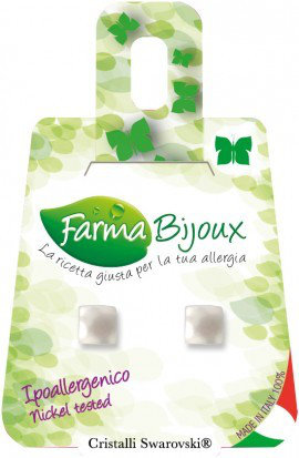 Farma Bijoux Υποαλλεργικά Σκουλαρίκια Τετράγωνα Λευκό