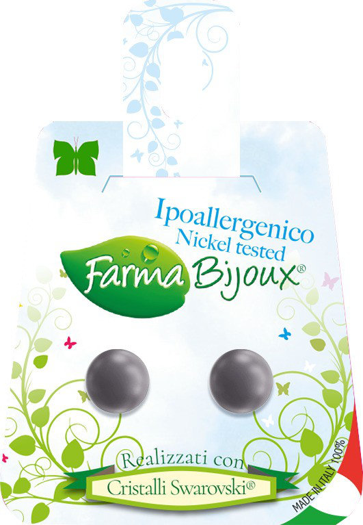 Farma Bijoux Υποαλλεργικά Σκουλαρίκια Γκρι Πέρλα 8mm 