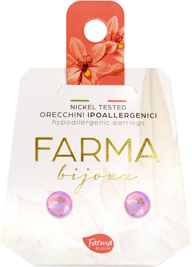 Farma Bijoux Σκουλαρίκια Κρύσταλλα Λεβάντα 6,2mm (BE65C58)
