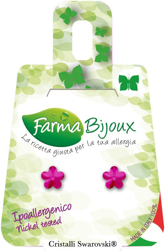 Farma Bijoux Υποαλλεργικά Σκουλαρίκια 6mm Φούξια Λουλούδι