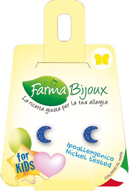 Farma Bijoux Σκουλαρίκια Φεγγάρι 7x5,5mm Glitter Blue