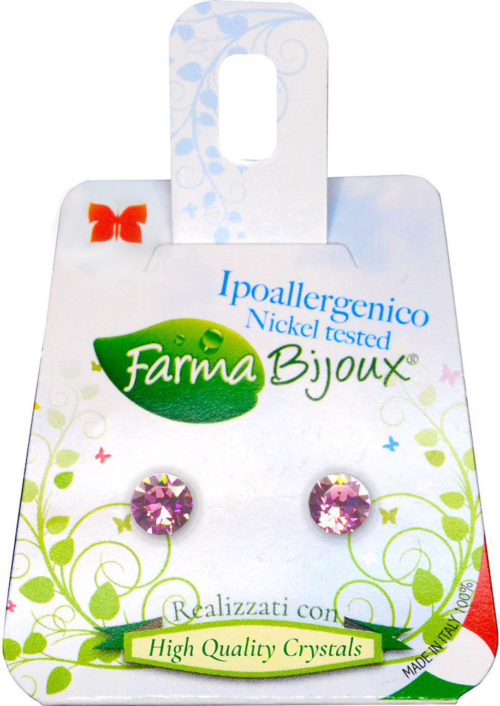 Farma Bijoux Σκουλαρίκια Κρύσταλλα Απαλό Ροζ 5,3mm 1ζεύγος