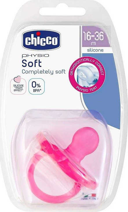 Chicco Physio Soft Sooter Silicone Pink 16-36m+ 1τμχ