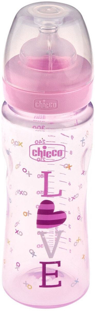 Chicco Well Being Feeding Bottle 4m+ 330ml Pink 1τμχ
