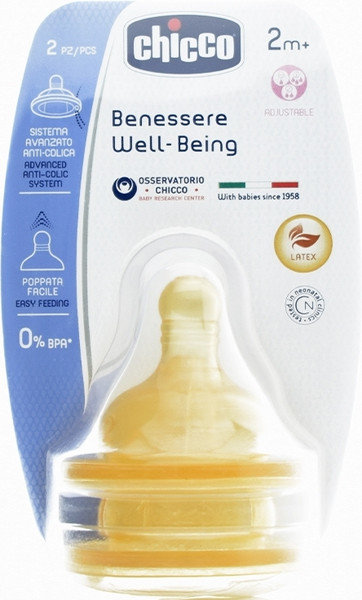 Chicco Well Being Adjustable Flow Latex Nipples 2m+ 2τμχ