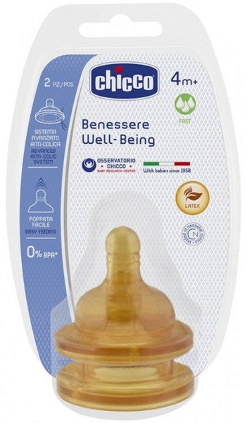 Chicco Well Being High Flow Latex Nipples 4m+ 2τμχ