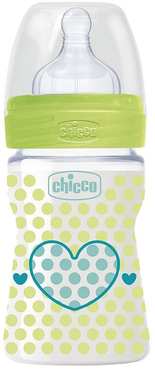 Chicco Well Being Plastic Bottle Silicone Teat 0m+ 150ml