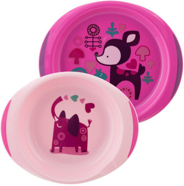 Chicco Baby's Dish Set 12m+ Pink 2τμχ