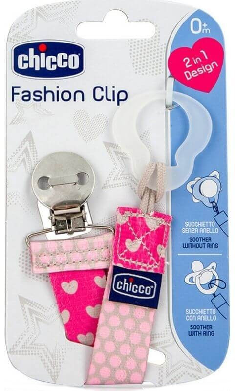 Chicco Fashion Pink 0m+ Κλιπ Πιπίλας Ροζ 1τμχ
