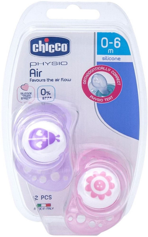 Chicco Physio Air Orthodontic Silicone Soother Pink 0-6m2τμχ