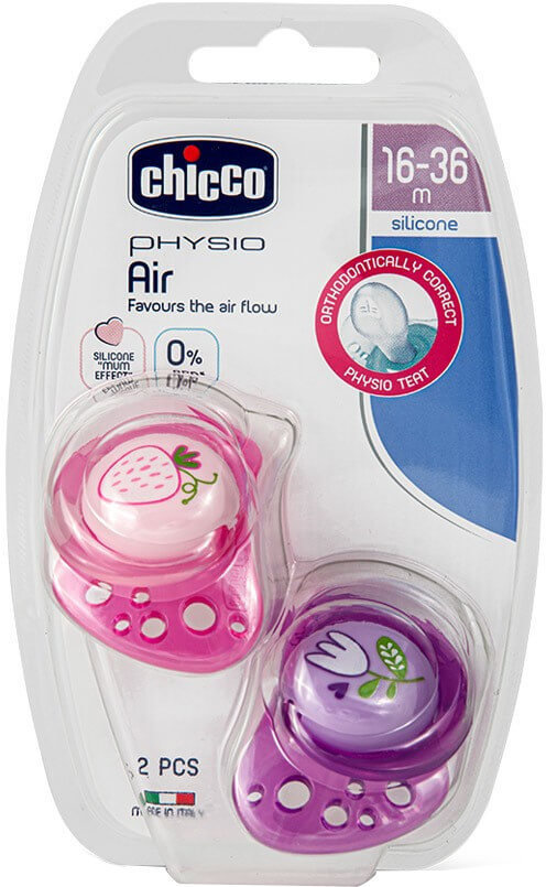 Chicco Physio Air Orthodontic 16-36m Silicone Pink 2τμχ
