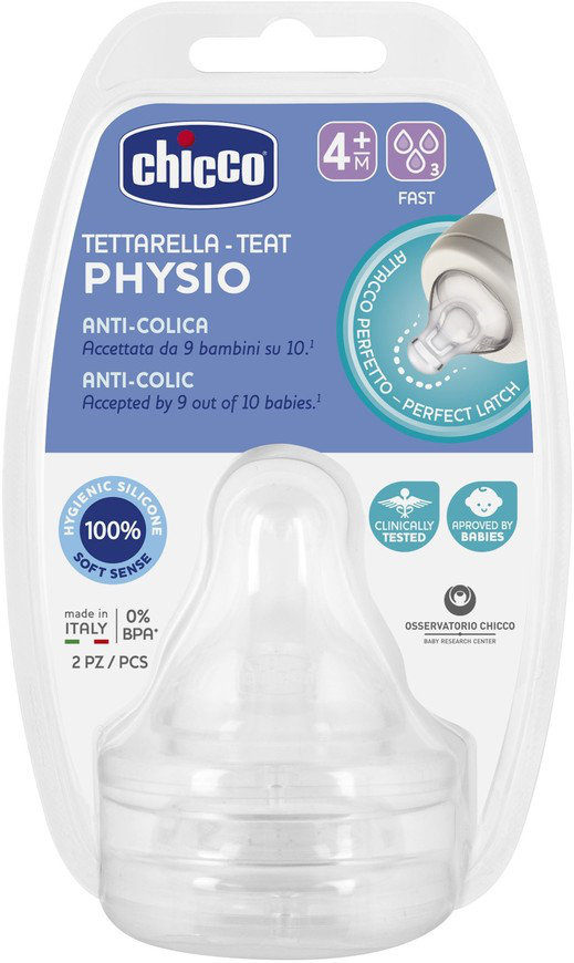 Chicco Physio Perfect 5 Θηλή Σιλικόνης Γρήγορη Ροή 4m+ 2τμχ