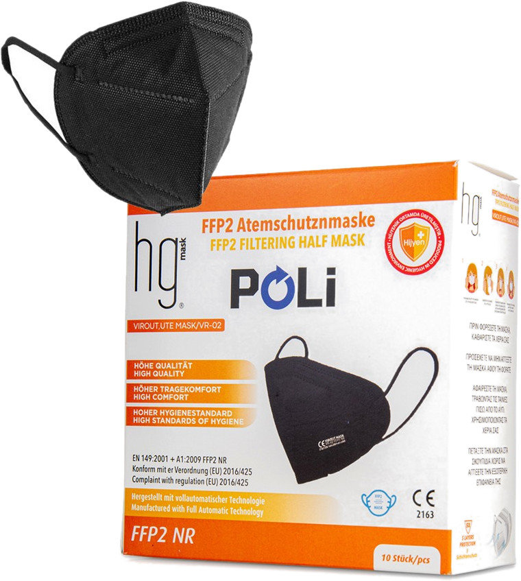 Hg Poli FFP2 NR Filtering Half Mask Black 10τμχ