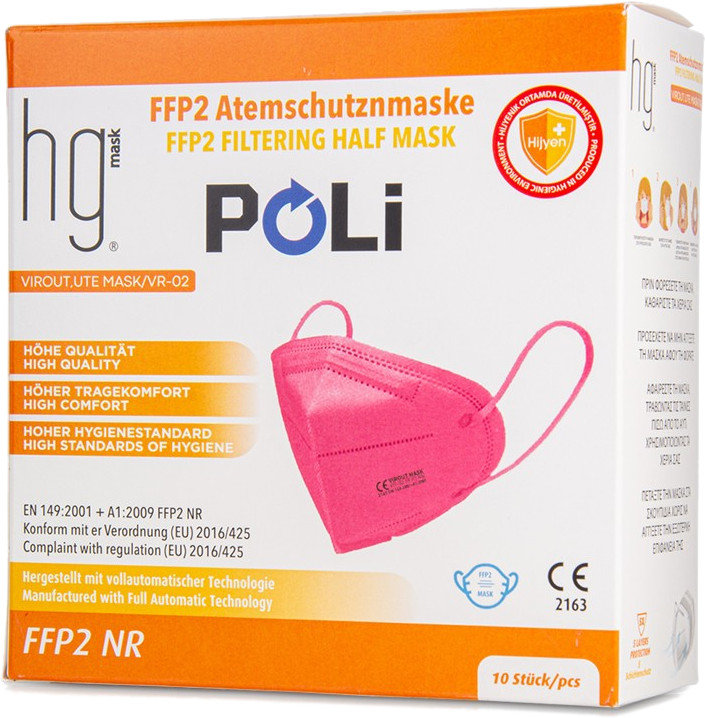 Hg Poli FFP2 NR Filtering Half Mask Pink 10τμχ