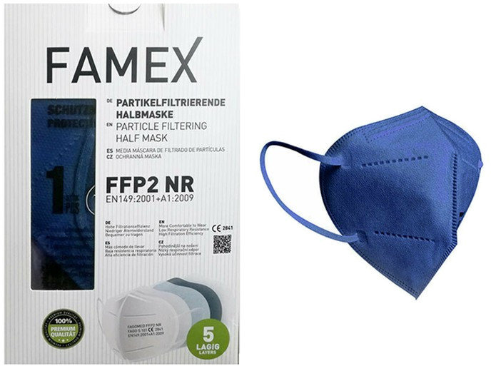 Famex Μάσκα Προστασίας FFP2 Filtering Half NR Μπλε 10τμχ