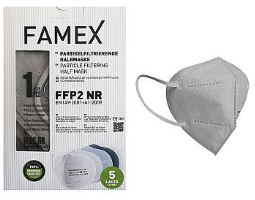 Famex Μάσκα Προστασίας FFP2 Filtering Half NR Grey 10τμχ